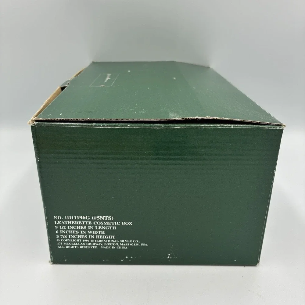 Vintage International Silver Company Travel Jewelry Box Green Color